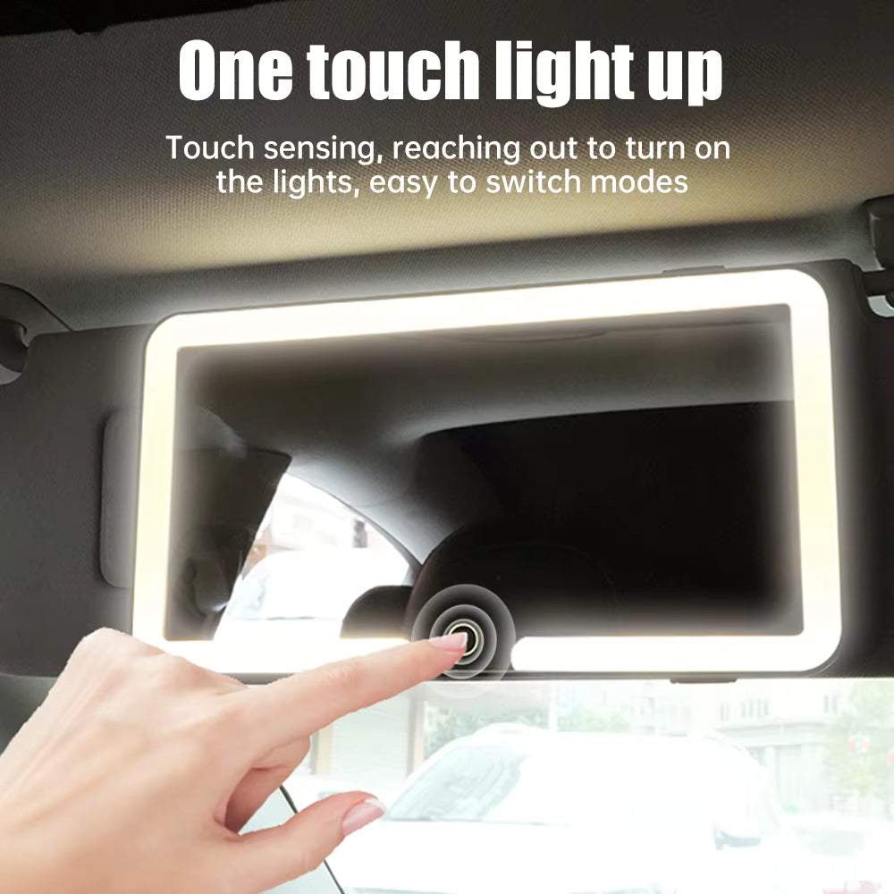 Car Interior Mirrors Sun Visor Plate LED HD Makeup Mirror Rechargeable Fill Light Universal Thin Vanity