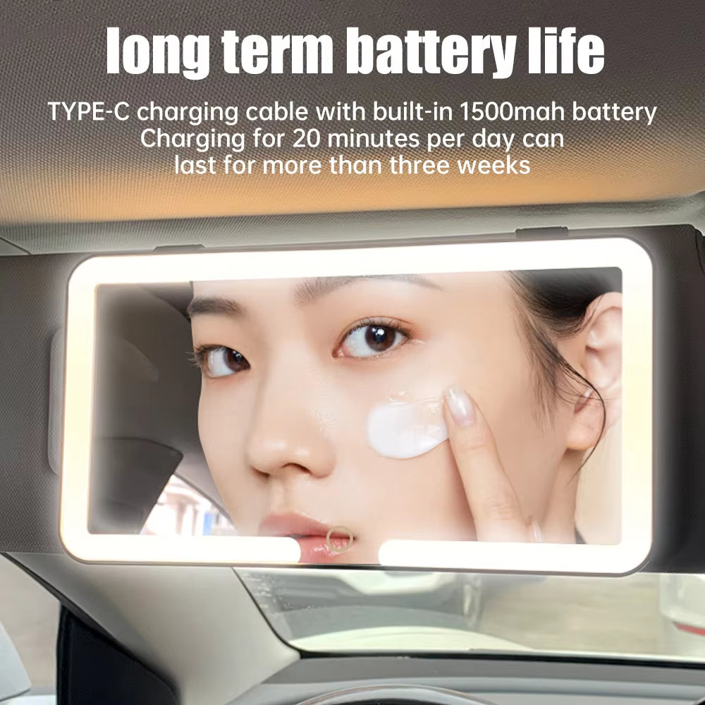 Car Interior Mirrors Sun Visor Plate LED HD Makeup Mirror Rechargeable Fill Light Universal Thin Vanity