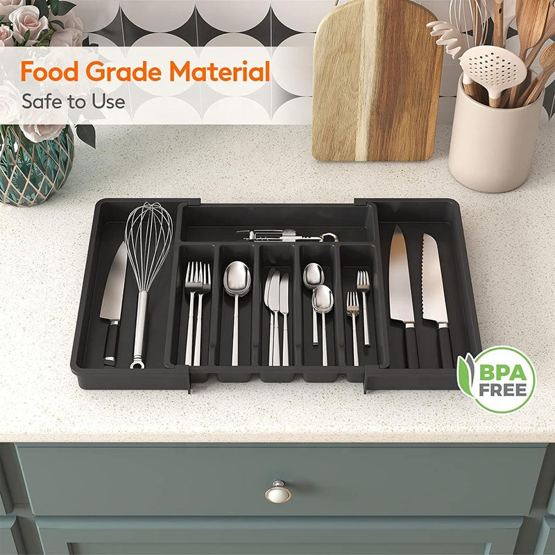 Spoons Forks Knives Kitchen Adjustable Flatware and Cutlery Holder Expandable Utensil Tray Drawer Organizer