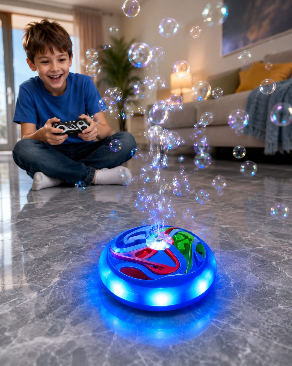 Bubble Cart Remote Control Bubble Toy with LED Lights for Kids