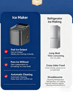 Household Electric Ice Maker with 66Lbs 30kg Fast Ice Production Compact Size Convenient Portable Ice Machines for Home Bar