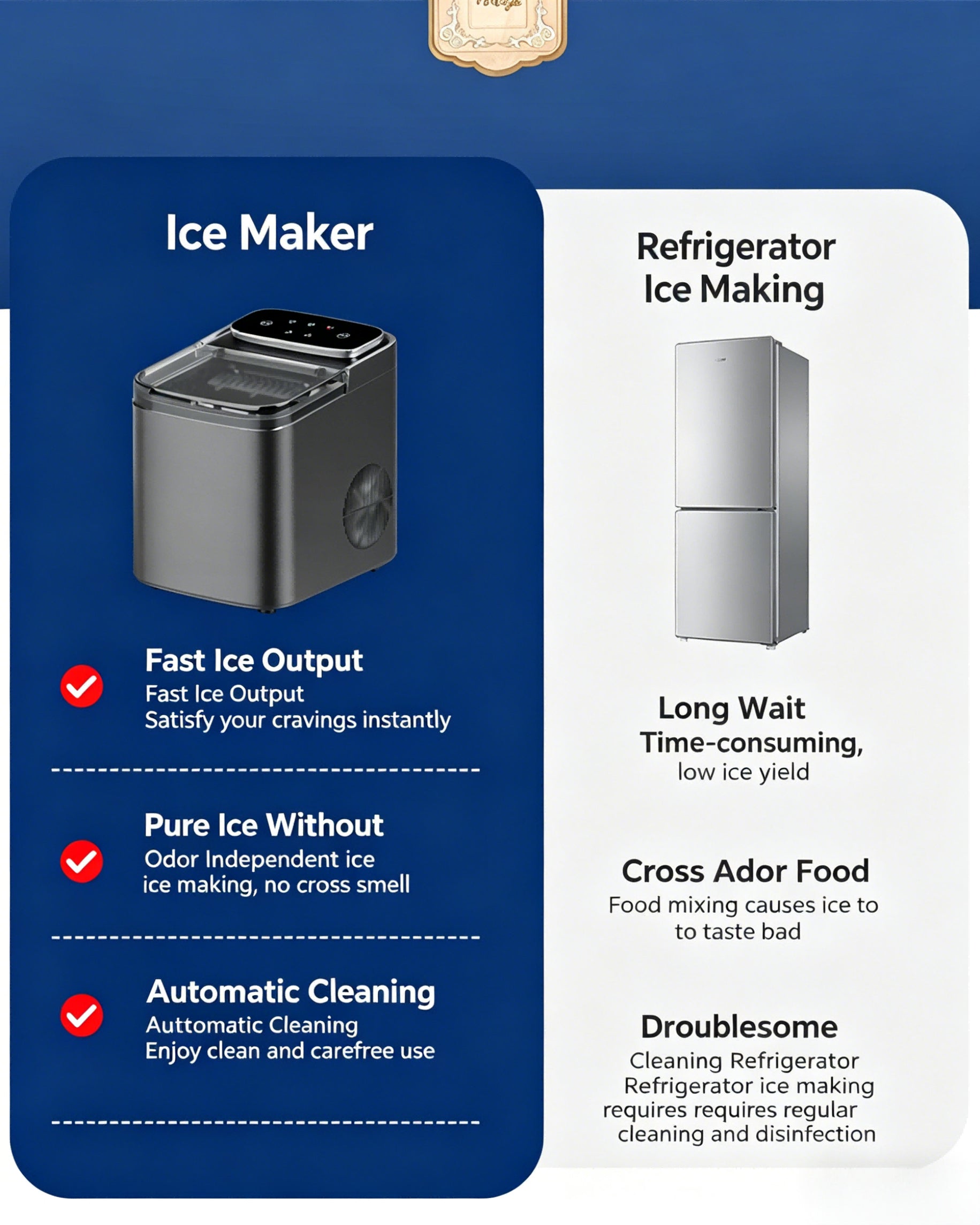 Household Electric Ice Maker with 66Lbs 30kg Fast Ice Production Compact Size Convenient Portable Ice Machines for Home Bar