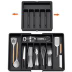 Spoons Forks Knives Kitchen Adjustable Flatware and Cutlery Holder Expandable Utensil Tray Drawer Organizer