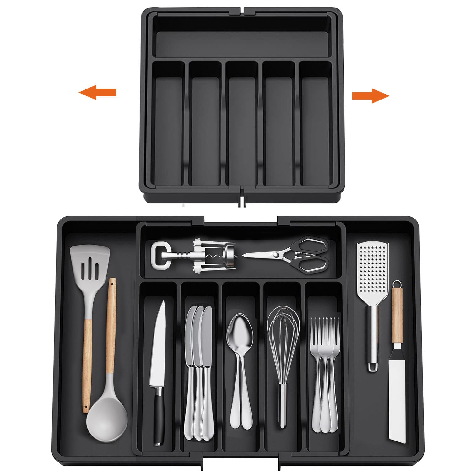 Spoons Forks Knives Kitchen Adjustable Flatware and Cutlery Holder Expandable Utensil Tray Drawer Organizer