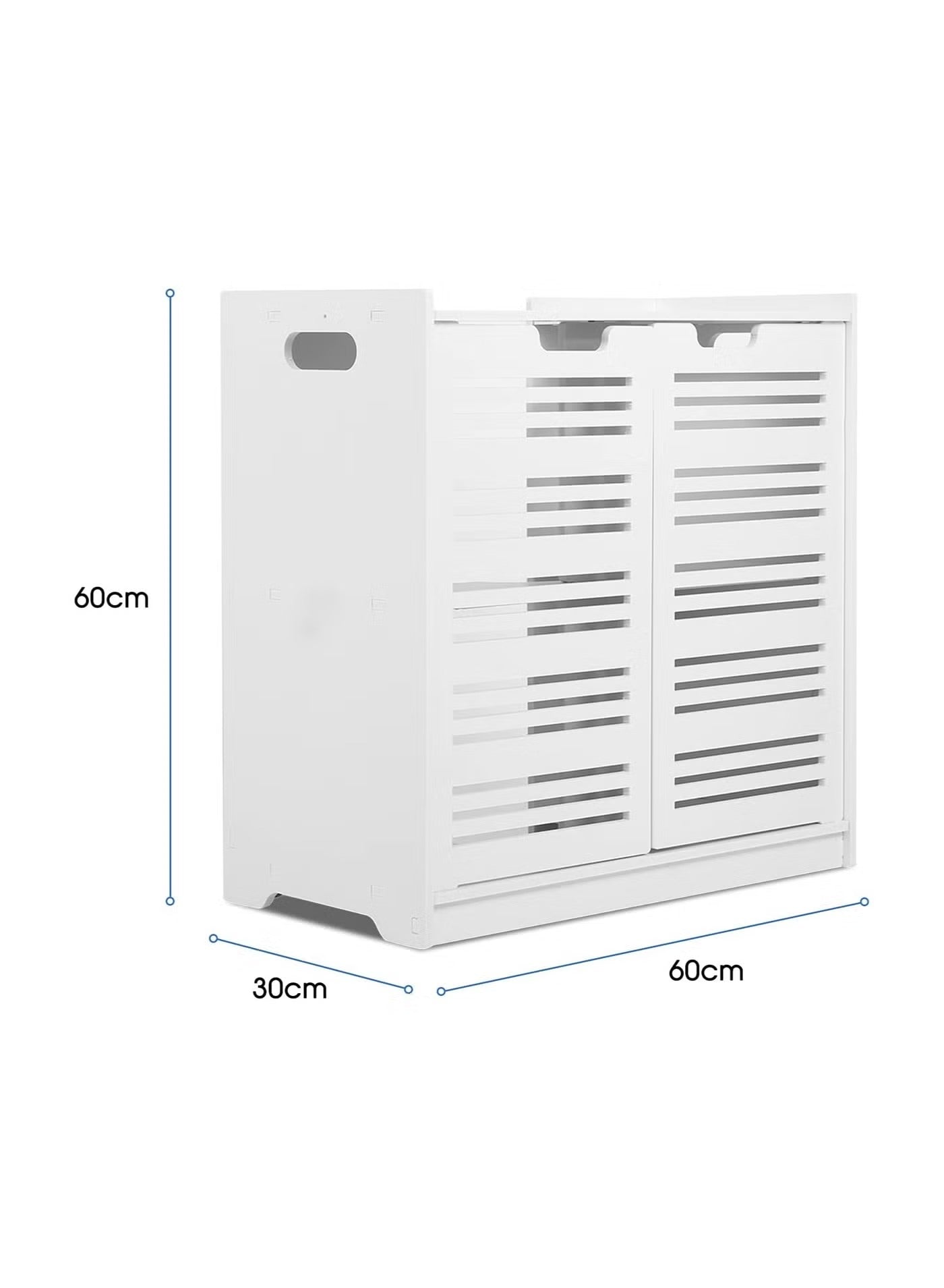 White Double Door under Basin and Sink Storage Cabinet, Space-Optimized Cupboard and Waterproof Vanity Storage Solution for Modern Bathroom and kitchen