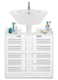 White Double Door under Basin and Sink Storage Cabinet, Space-Optimized Cupboard and Waterproof Vanity Storage Solution for Modern Bathroom and kitchen