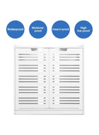 White Double Door under Basin and Sink Storage Cabinet, Space-Optimized Cupboard and Waterproof Vanity Storage Solution for Modern Bathroom and kitchen