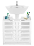 White Double Door under Basin and Sink Storage Cabinet, Space-Optimized Cupboard and Waterproof Vanity Storage Solution for Modern Bathroom and kitchen