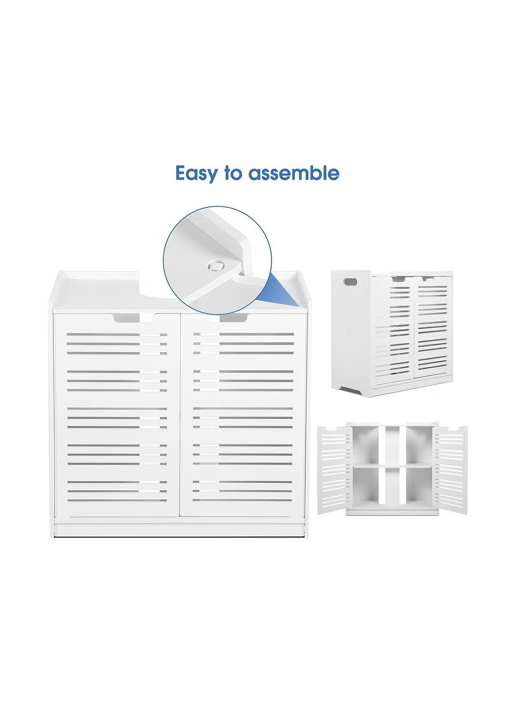 White Double Door under Basin and Sink Storage Cabinet, Space-Optimized Cupboard and Waterproof Vanity Storage Solution for Modern Bathroom and kitchen