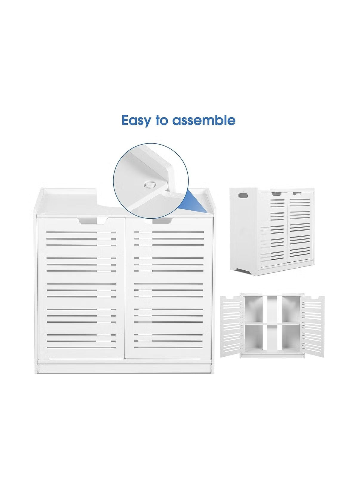 White Double Door under Basin and Sink Storage Cabinet, Space-Optimized Cupboard and Waterproof Vanity Storage Solution for Modern Bathroom and kitchen